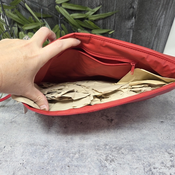 Vintage NWT Pacific Connections | Red Vegan Leather Asymmetrical Clutch Wristlet